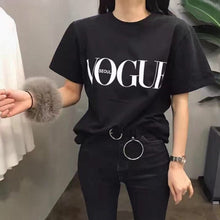 Load image into Gallery viewer, Fashion Summer Girl Short Sleeve Tops Clothes for Women VOGUE Letter Printed Harajuku T Shirt Red Black female T-shirt Camisas