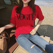 Load image into Gallery viewer, Fashion Summer Girl Short Sleeve Tops Clothes for Women VOGUE Letter Printed Harajuku T Shirt Red Black female T-shirt Camisas