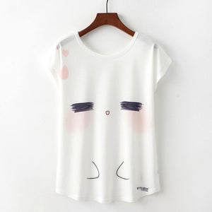 Summer Novelty Women T Shirt Harajuku Kawaii Cute Style Nice Cat Print T-shirt New Short Sleeve Tops Size M L XL