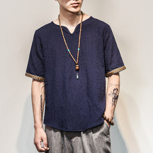 Load image into Gallery viewer, Sinicism Store 2018 Men Cotton Linen Short Sleeve T Shirt Summer Thin Fabric Chinese Traditional Clothes Male Retro t-Shirt 1601