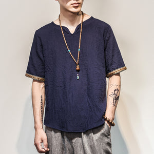 Sinicism Store 2018 Men Cotton Linen Short Sleeve T Shirt Summer Thin Fabric Chinese Traditional Clothes Male Retro t-Shirt 1601