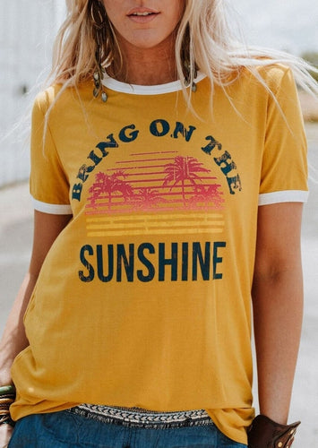Plus Size Women T-Shirt Summer Short Sleeve tops tee Bring On The Sunshine T-Shirt 2018 Femme Harajuku t shirt Ladies Tops Tee