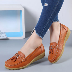 Women Ballet Shoes Flats Cut Out Leather Breathbale Moccains Women Boat Shoes Ballerina Ladies Shoes