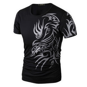 Classical Fast Dry Leisure Print T Shirts Men's Novelty Dragon Print Tatoo Male O Neck T Shirts Short Sleeve 5 Colors TX70 P