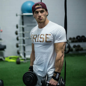 Mens Short sleeve Cotton T-shirt Man Slim Print t shirts Male Joggers Gyms Fitness Bodybuilding Workout Crossfit Brand Tees Tops