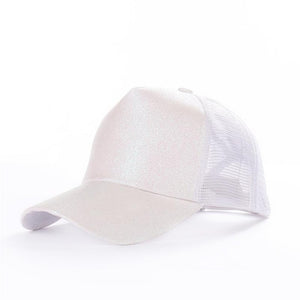 Trendy Glitter Ponytail Baseball Cap Women Snapback Hip Hop Snapback Caps Female Sequins Shine Summer Hats Mesh Outdoor Hat Bone