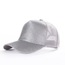 Load image into Gallery viewer, Trendy Glitter Ponytail Baseball Cap Women Snapback Hip Hop Snapback Caps Female Sequins Shine Summer Hats Mesh Outdoor Hat Bone