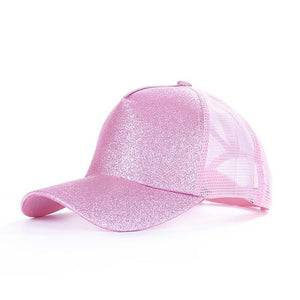 Trendy Glitter Ponytail Baseball Cap Women Snapback Hip Hop Snapback Caps Female Sequins Shine Summer Hats Mesh Outdoor Hat Bone