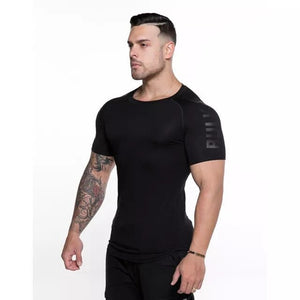 New Men Compression T-shirt Jogger Sporting Skinny Tee Shirt Male Gyms Fitness Bodybuilding Workout Black Tops Crossfit Clothing