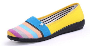 Women Flats shoes 2019 new woman Casual Shoes stripe Woman Loafers Shoes Mother dance square Sweet Walk Flat Shoes Zapatos Mujer