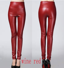 Load image into Gallery viewer, 2019 Thicken Winter PU Leather women pants high waist elastic fleece stretch Slim woman pencil pants skinny trousers 25 colors