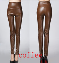 Load image into Gallery viewer, 2019 Thicken Winter PU Leather women pants high waist elastic fleece stretch Slim woman pencil pants skinny trousers 25 colors