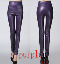 Load image into Gallery viewer, 2019 Thicken Winter PU Leather women pants high waist elastic fleece stretch Slim woman pencil pants skinny trousers 25 colors