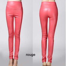 Load image into Gallery viewer, 2019 Thicken Winter PU Leather women pants high waist elastic fleece stretch Slim woman pencil pants skinny trousers 25 colors