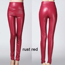 Load image into Gallery viewer, 2019 Thicken Winter PU Leather women pants high waist elastic fleece stretch Slim woman pencil pants skinny trousers 25 colors