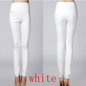 2019 Thicken Winter PU Leather women pants high waist elastic fleece stretch Slim woman pencil pants skinny trousers 25 colors